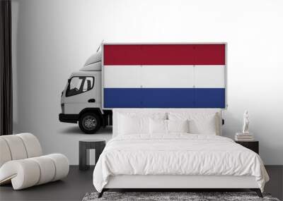 Delivery van with Netherlands flag. logistics concept Wall mural