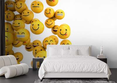 emoji emoticon character background collection. 3d rendering Wall mural