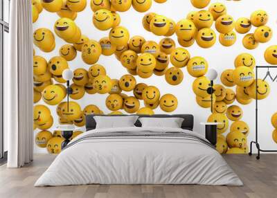 Emoji emoticon character background collection. 3D Rendering Wall mural