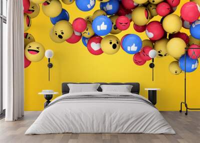 Emoji emoticon character background collection. 3D Rendering Wall mural