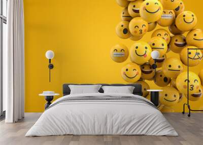 Emoji emoticon character background collection. 3D Rendering Wall mural