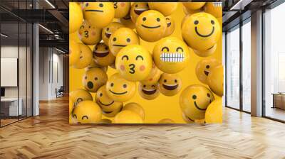 emoji emoticon character background collection. 3d rendering Wall mural