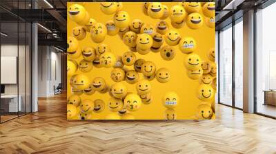 Emoji emoticon character background collection. 3D Rendering Wall mural