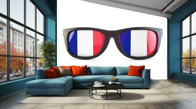 France flag sunglasses. 3D Rendering Wall mural