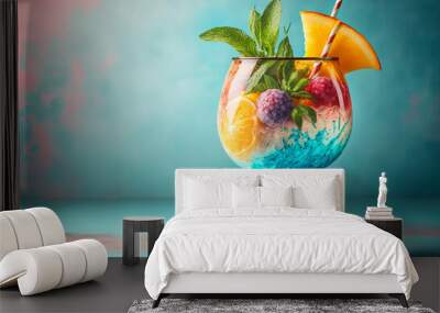 Fresh cocktails and tropical juice drinks. Generative ai Wall mural