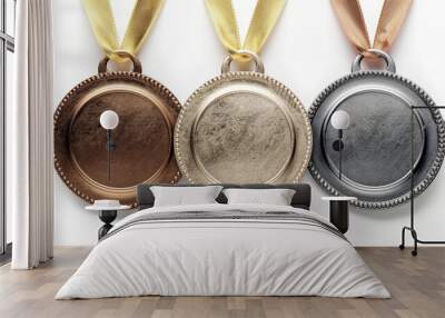 Gold silver and bronze sports winners medals Wall mural