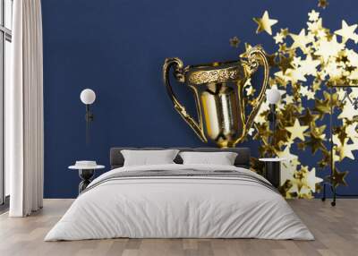 Gold winners achievement trophy background Wall mural