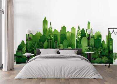 Green eco city. Sustainable city skyline Wall mural