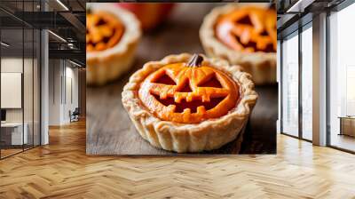 Homemade halloween pumpkin cakes fresh from the oven Wall mural