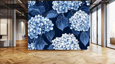 Hydrangea seamless pattern vintage floral botanical flower print Wall mural