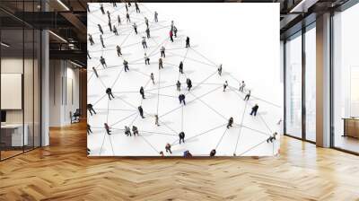 Large group of diverse people connected by lines. 3D Rendering Wall mural