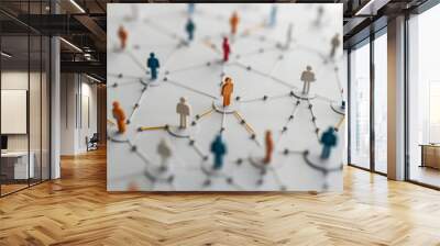 Large group of simple people shapes connected by lines Wall mural