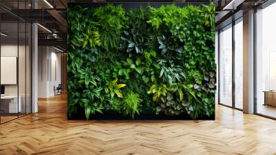 living wall tropical green plants background. Vertical garden Wall mural