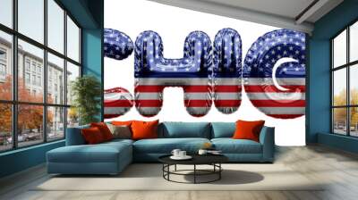 Michigan USA state stars and stripes foil balloon word. 3D Rendering Wall mural