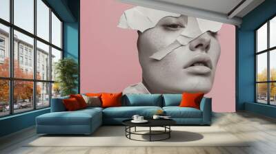 Modern abstract female art portrait Wall mural