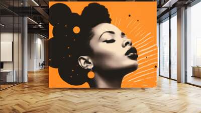 Modern abstract portrait of a beautiful black woman Wall mural