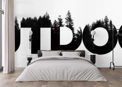 outdoor word made from outdoor wilderness treetop lettering Wall mural