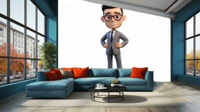 Portrait of a happy businessman in a 3d cartoon style Wall mural