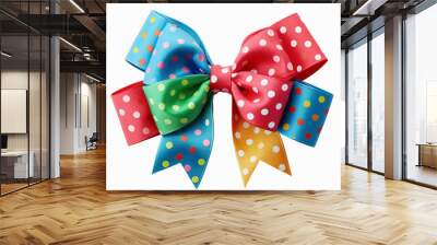 Realistic party gift bow decoration with polka dot spots pattern Wall mural