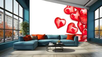 Red love hearts on a plain white background Wall mural