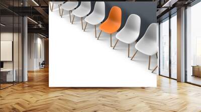 Row of chairs with one odd one out. Job opportunity. Business leadership. recruitment concept. 3D rendering Wall mural