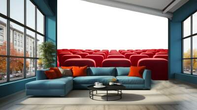 Rows of red cinema or theatre seats against a plain background Wall mural