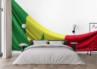 Senegal national flag hanging fabric banner. 3D Rendering Wall mural