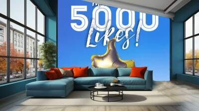 Thank you 5000 likes gold thumbs up like balloons social media template banner Wall mural