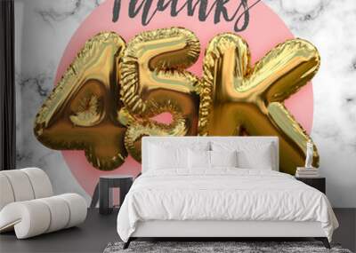 Thank you fourty five thousand followers gold foil balloon ocial media subscriber banner. Wall mural