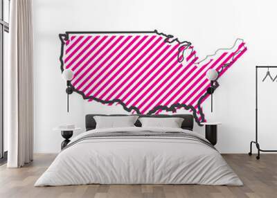 United States of America vector country map. Map outline with dots. Wall mural