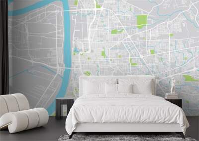 Urban vector city map of Baton Rouge, USA. Louisiana state capital Wall mural