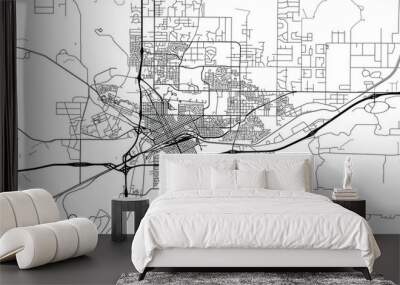 Urban vector city map of Cheyenne, USA. Wyoming state capital Wall mural