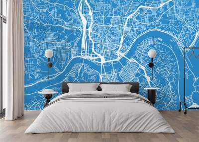 Urban vector city map of Cincinnati, Ohio , United States of America Wall mural