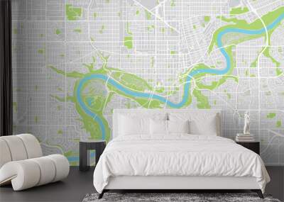 Urban vector city map of Edmonton, Canada Wall mural