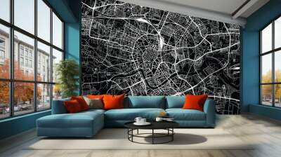 Urban vector city map of Krakow, Poland Wall mural