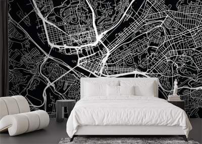 Urban vector city map of Pittsburgh, Pennsylvania, United States of America Wall mural