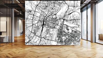 Urban vector city map of Poznan, Poland Wall mural