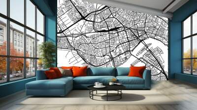 Urban vector city map of Rotterdam, The Netherlands Wall mural