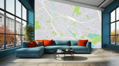 Urban vector city map of Tournai, Belgium Wall mural