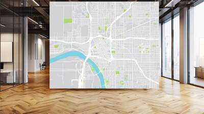 Urban vector city map of Tulsa, Oaklahoma, United States of America Wall mural