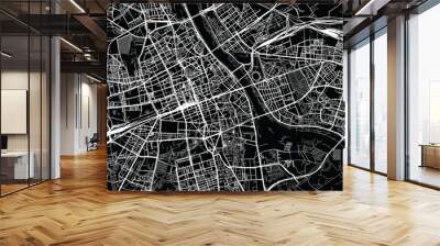 Urban vector city map of Warsaw, Poland Wall mural