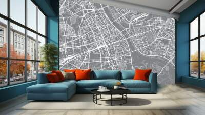 Urban vector city map of Warsaw, Poland Wall mural