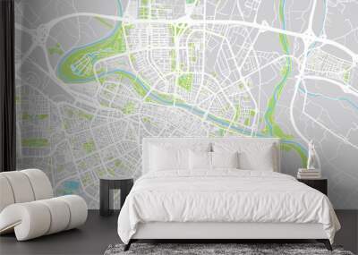 Urban vector city map of Zaragoza, Spain Wall mural