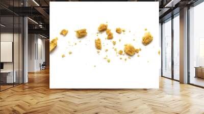 Scattered crumbs of butter cookies on white background. Wall mural