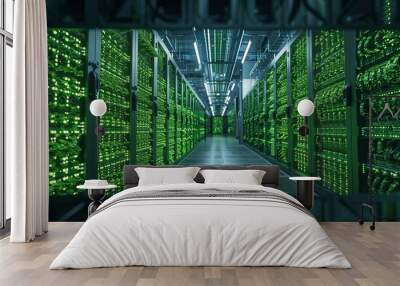 Green Data Center Sustainability, a green data center concept with an image showcasing eco-friendly design elements Wall mural