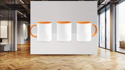 White inside orange mug mockup isolated on grey background Wall mural