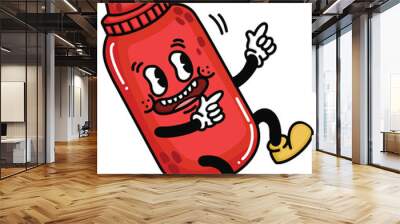 a vector of a cute cartoon ketchup bottle Wall mural