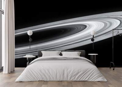 Abstract rings of a planet against a black background. Wall mural