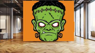 scary frankenstein head cartoon vector Wall mural