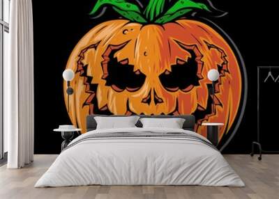 scary pumpkin head halloween vector Wall mural